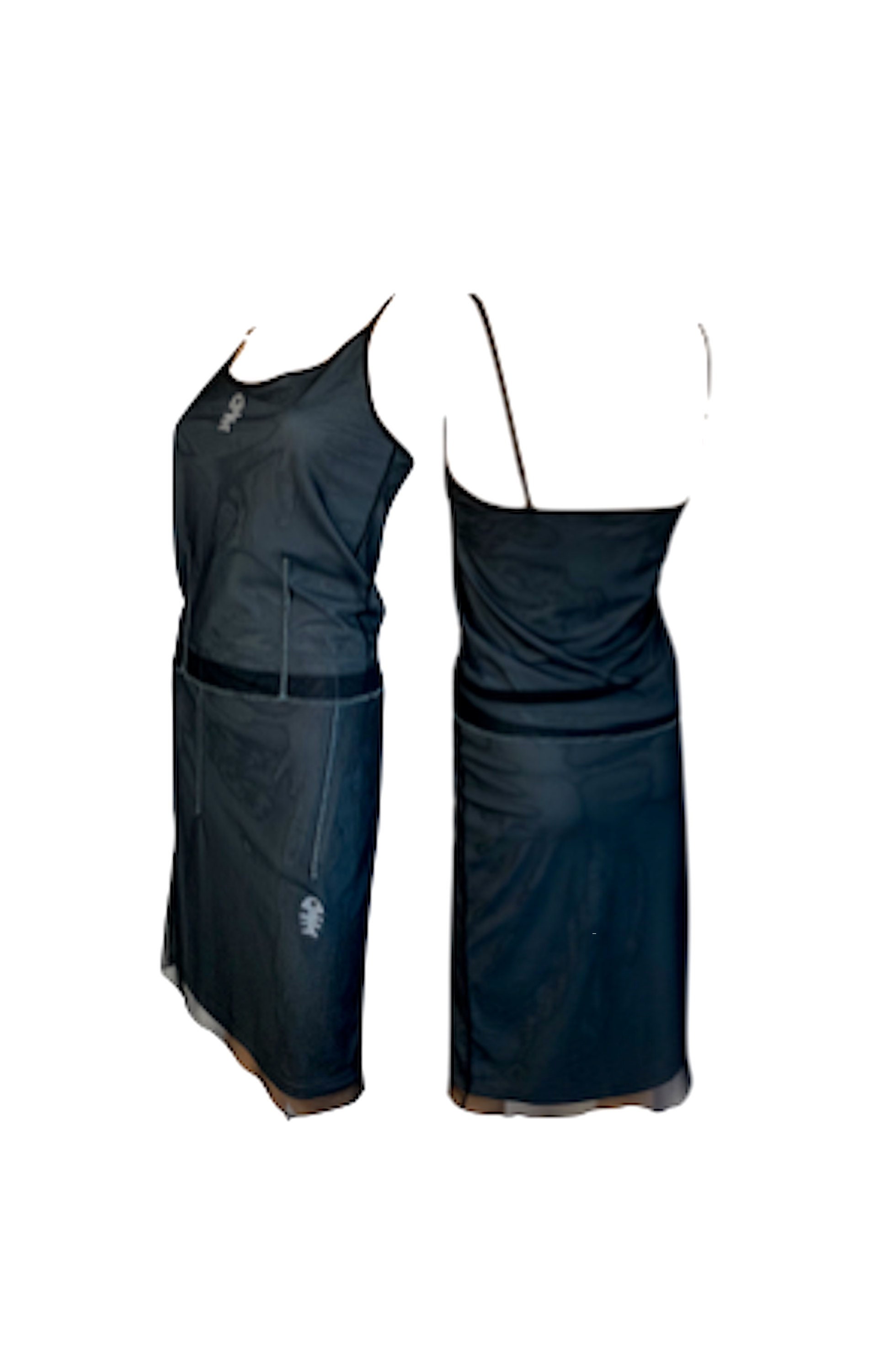 vintage Y2k Diplodocus black and grey tank top and mesh skirt set
