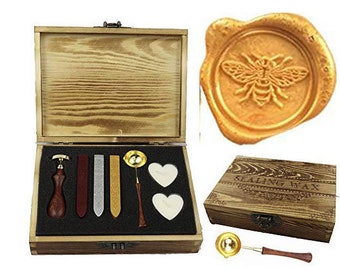 Vintage Wax Seal Stamp Kit Wooden Handle and Brass Head Sealing Stamp for Wedding Envelopes Invitations Feather Style JUHONNZ Wax Stamp