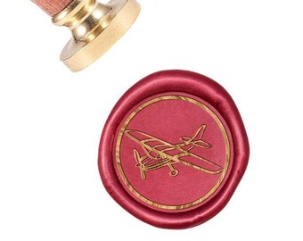 RhyNSky Airplane Round Removable Wax Seal Stamp with Wooden Handle C494 RhyNSky Airplane Round Removable Wax Seal Stamp with Wooden Handle C494