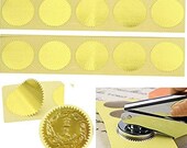 100pcs METALLIC Gold Foil Stickers Scallop Edge Certificate Seals Embosser Stamp Sealing Certificate Round Self-Adhesive Blank Foil Sticker