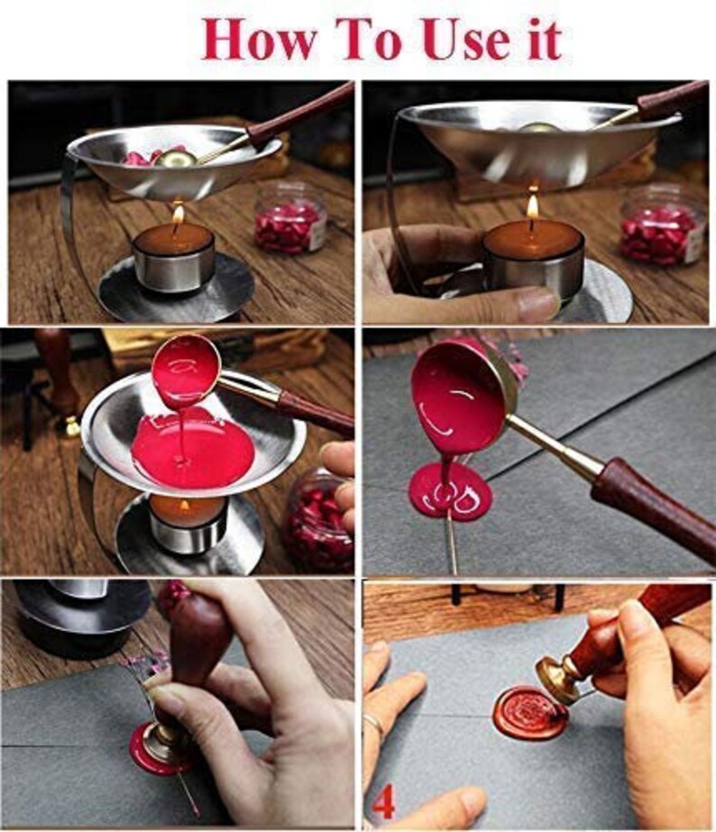 Rose Flower Wax Seal Sealing Stamp Kit Valentine Gift Envelopes Parcels Cards Wedding Invitations Rosewood Flower Love Wax Seal Stamp Kit