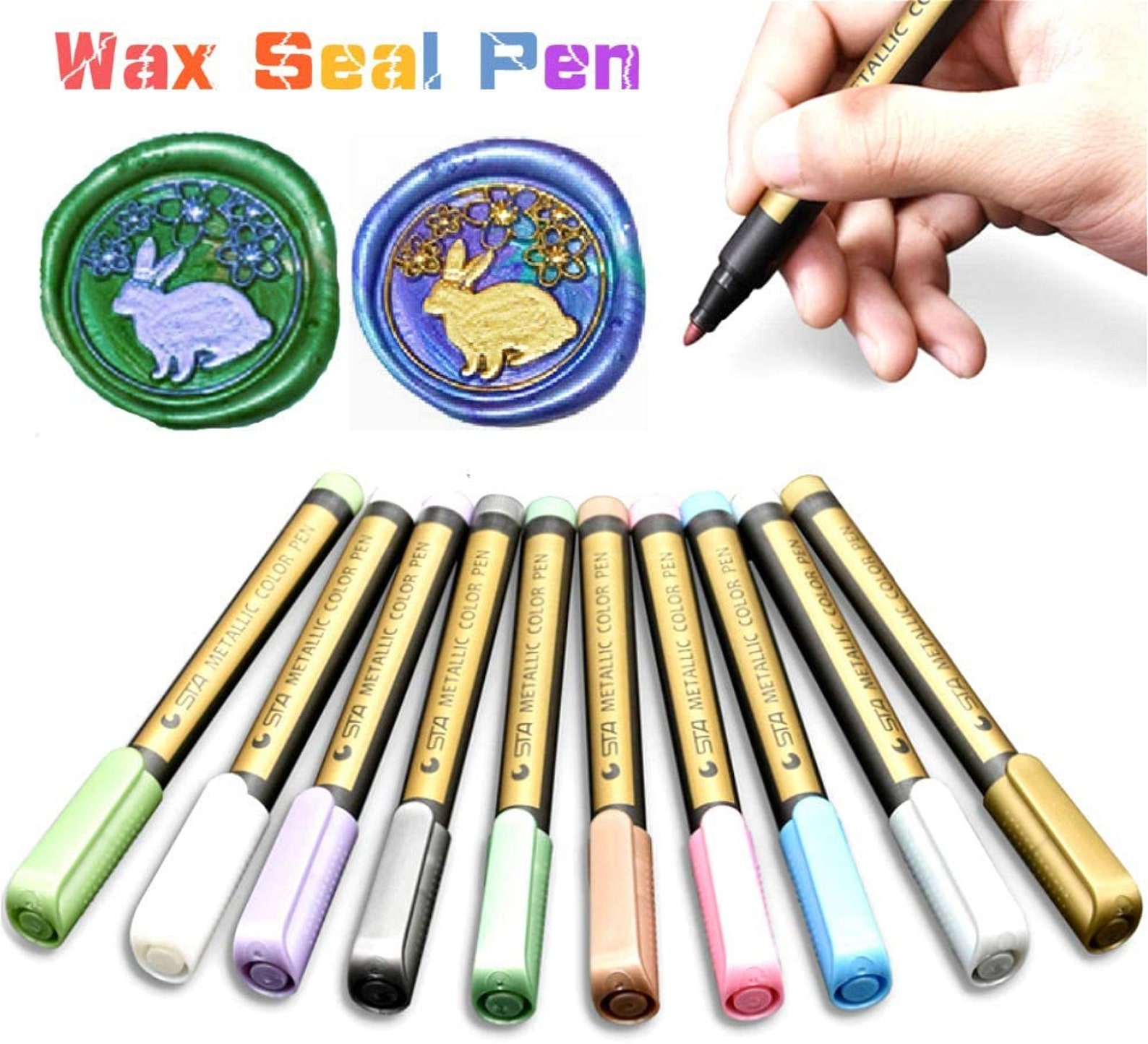 10 Colors Wax Seal Pen SetMetallic Marker Pens Wax Seal Pen Etsy