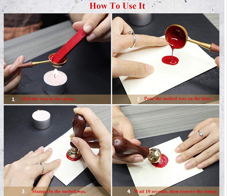 Rose Flower Wax Seal Sealing Stamp Kit Valentine Gift Envelopes Parcels Cards Wedding Invitations Rosewood Flower Love Wax Seal Stamp Kit