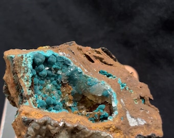 Beautiful Rosasite and Calcite crystals on Matrix from Ojuela mine