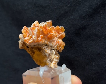 Beautiful Wulfenite cluster coated in white Calcite on Matrix from Ahman Abad mine