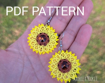 Shuttle tatting pattern sunflowers