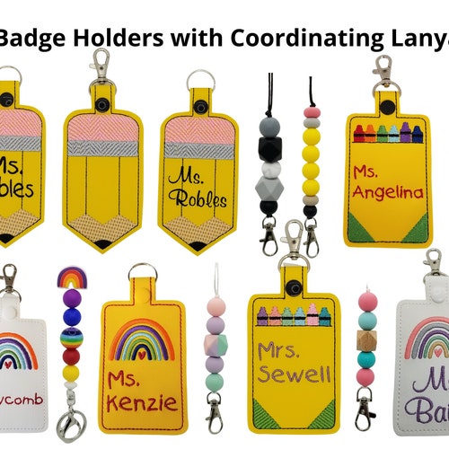 Rainbow Teacher Lanyard Beaded Teacher Badge Holder Etsy