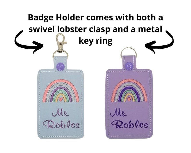 Personalized Boho Rainbow Teacher ID Badge Holder and Lanyard Etsy