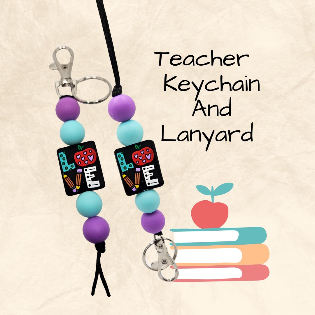 Teacher Love Lanyard ID Badge Holder and Keychain - Teacher Gift ...