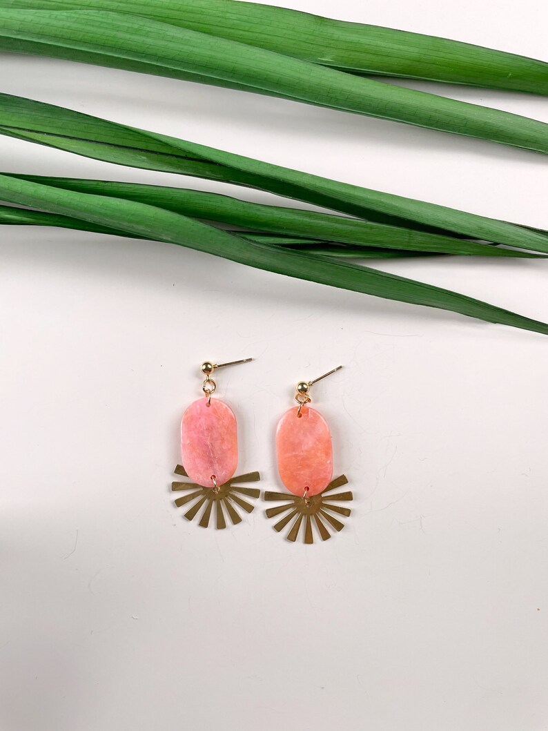 Oval Dancer in Pink Himalayan Salt statement earrings fruit earrings clay earrings dangle earrings tutti frutti earrings