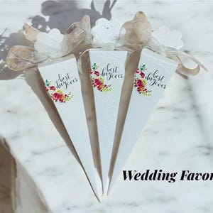 Wedding Favor Cones: Biodegradable Confetti Toss with Tulle Bow