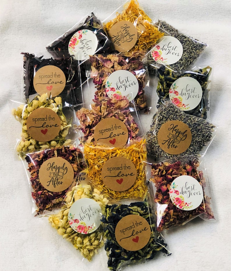 Dried Flower Confetti Prefilled Packets Wedding Toss Rose Etsy