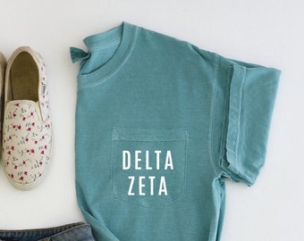 Delta Zeta Sorority | Comfort Colors Short Sleeve Pocket Tee