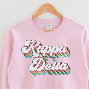 Kappa Delta Sweatshirt |  Sorority | Gildan Unisex Crewneck Sweatshirt w/ Fleece Inside, pastel rainbow, sorority sweater, big little