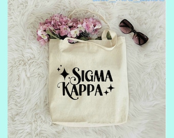 Sigma Kappa Bag | Sorority Canvas Beach Bag / Tote Bag / Bid Day Bag