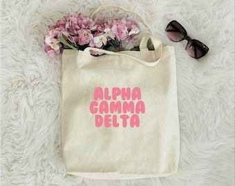 Alpha Gamma Delta Sorority Canvas Beach Bag / Tote Bag / Bid Day Bag | agd tote bag, alpha gam handbag, purse, shopping bag, big little bag