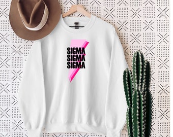Tri Sigma Sorority Gildan Pullover Crewneck Unisex Sweatshirt Lightning Bolt w/ Fleece Inside, Gildan sweater, big little, reveal, bid day
