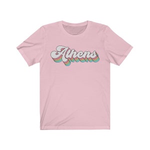 Athens Bella Canvas 3001 Unisex Jersey Short Sleeve Tee Athens, GA / TN / OH Pastel Rainbow Tee uga, university of georgia Pink