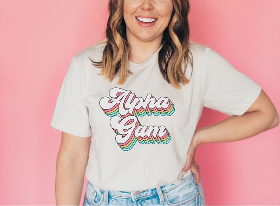 bid day basket alpha gam tshirt alpha gam tee Bella+Canvas Short Sleeve Tee big little reveal agd custom Alpha Gamma Delta
