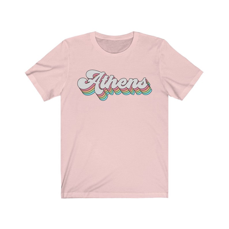 Athens Bella Canvas 3001 Unisex Jersey Short Sleeve Tee Athens, GA / TN / OH Pastel Rainbow Tee uga, university of georgia Soft Pink