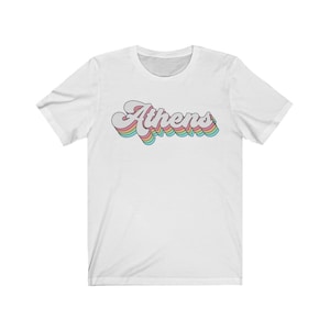 Athens Bella Canvas 3001 Unisex Jersey Short Sleeve Tee Athens, GA / TN / OH Pastel Rainbow Tee uga, university of georgia White