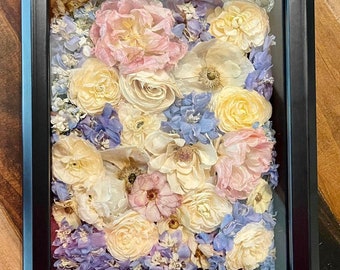 Wedding Bouquet Shadowbox 8x10, Flower Preservation Art
