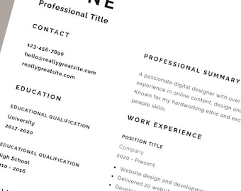 Resume Template for Canva Professional CV Resume Template 2026 Graduate Resume Template for 2026 Professional Resume Canva Executive Resume
