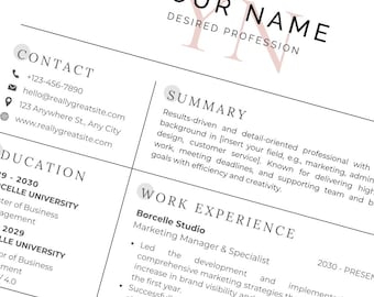Easy Resume Template Canva ATS Friendly Professional CV Design Elegant Resume Minimalist Editable Template Job Application Graduate Resume