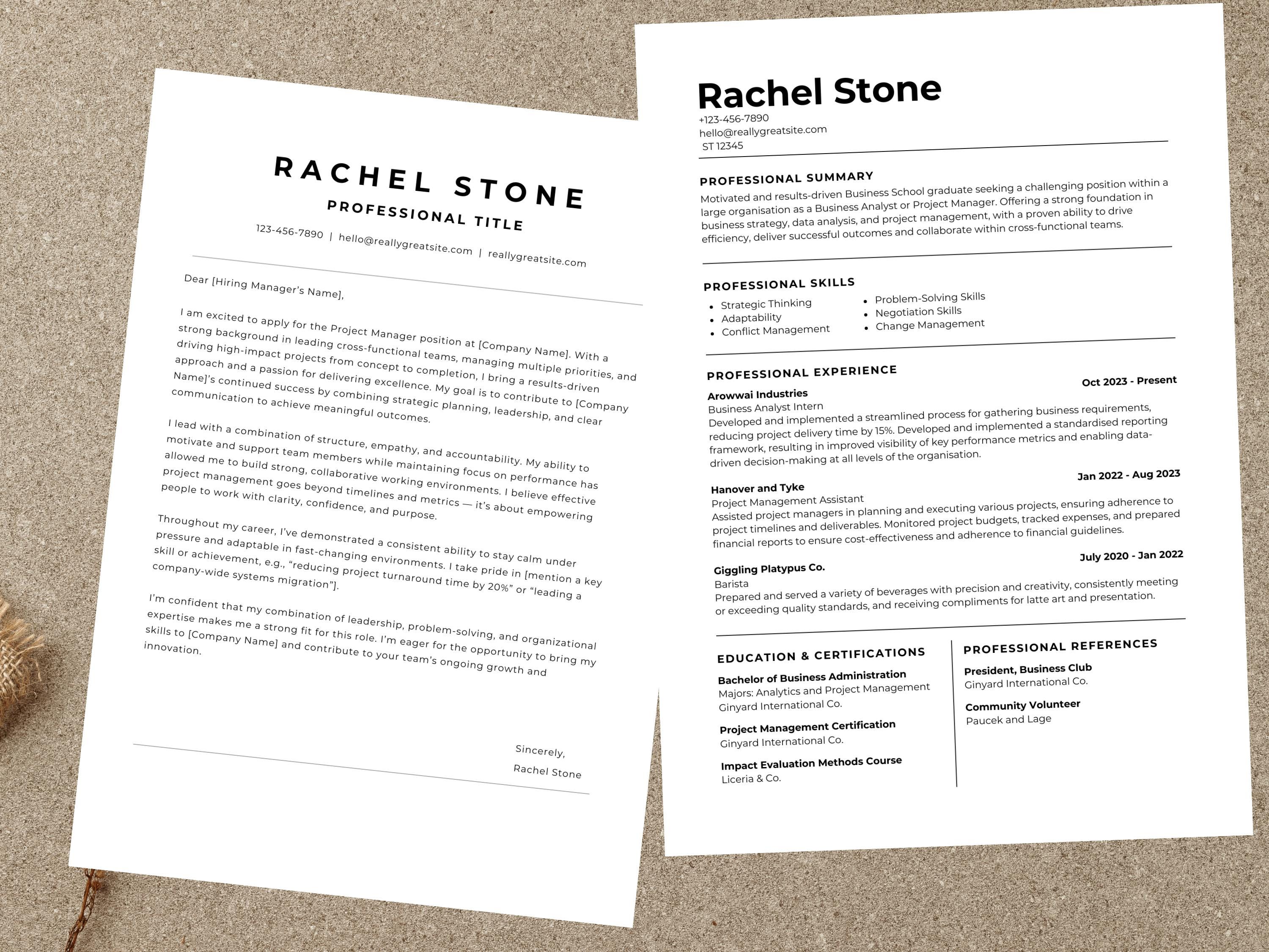 Resume Template Canva 2026 Cover Letter Resume ATS Friendly Modern CV ...