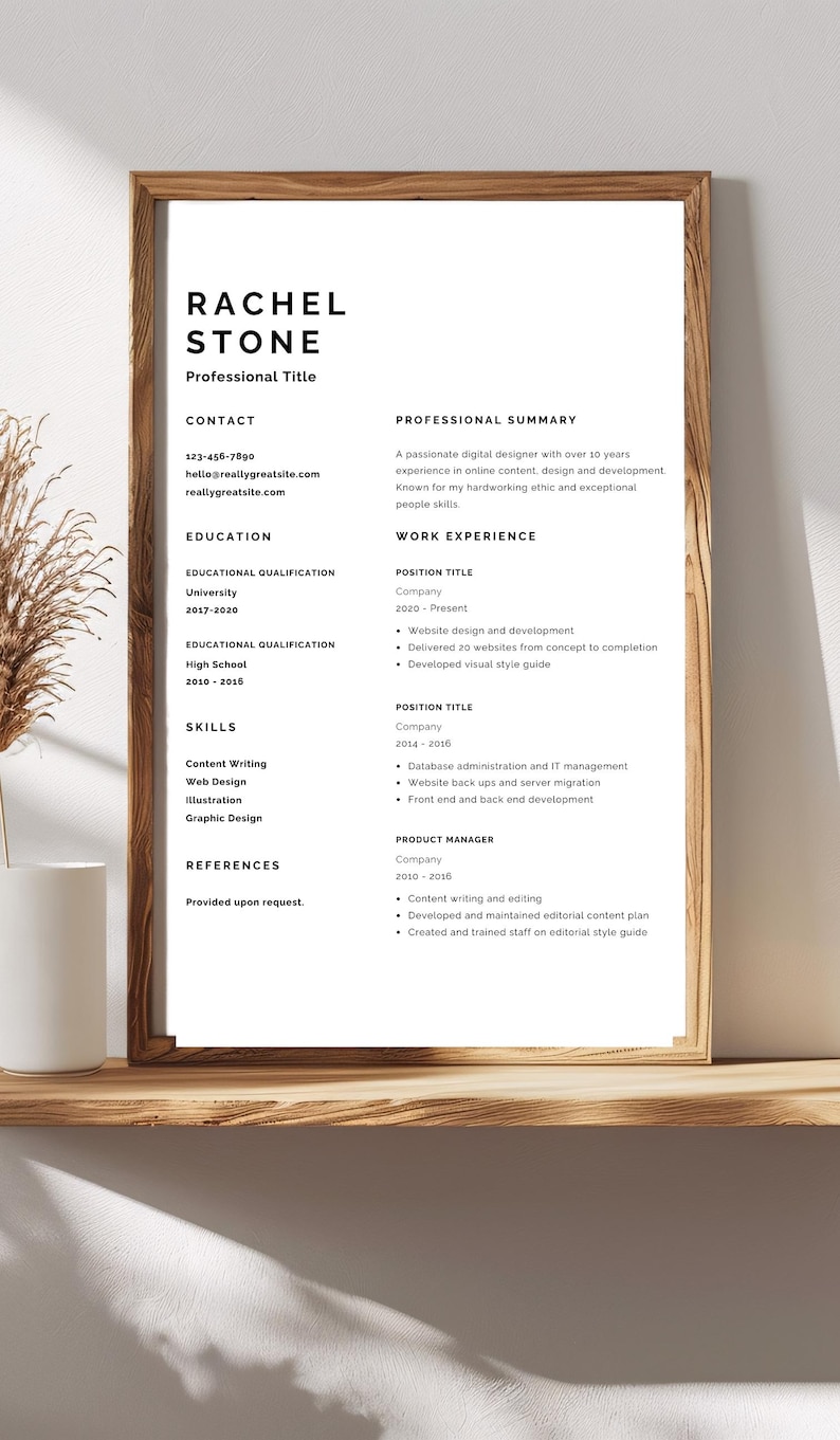 Professional 2026 Resume Template for Canva Professional CV Resume ...