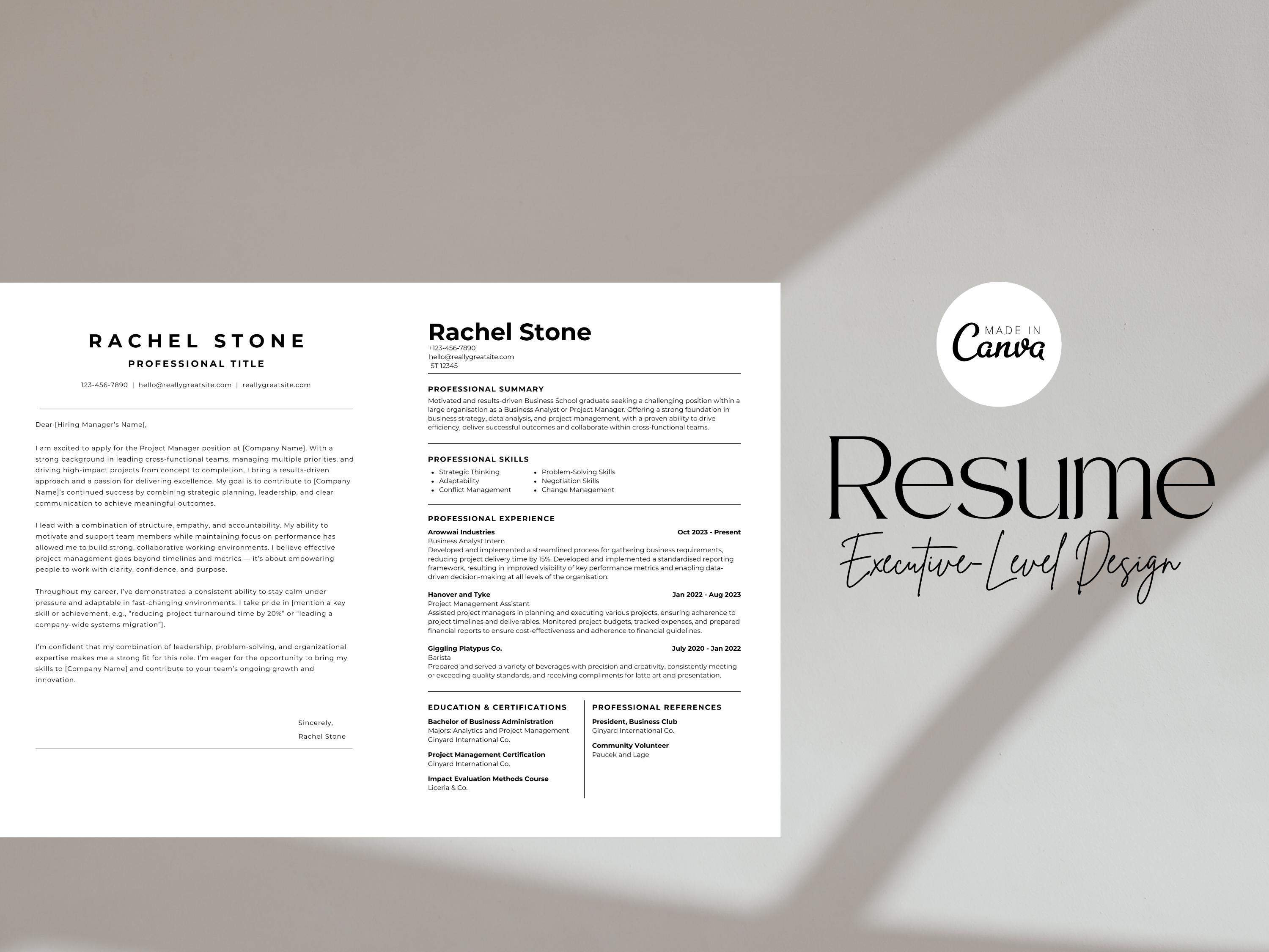 Resume Template Canva 2026 Cover Letter Resume ATS Friendly Modern CV ...