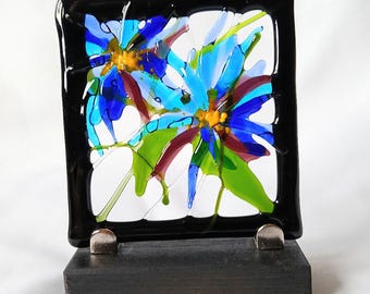 Fused Glass Flower Splash