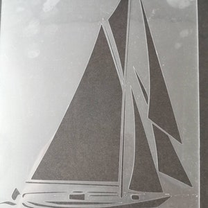 Sailboat stencil, wall decor, home decor, furniture painting, flexible, washable, durable, card making stencils
