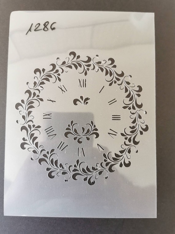 Clock stencil, wall decor, home decor, furniture painting, sign making, washable, reusable, flexible stencils