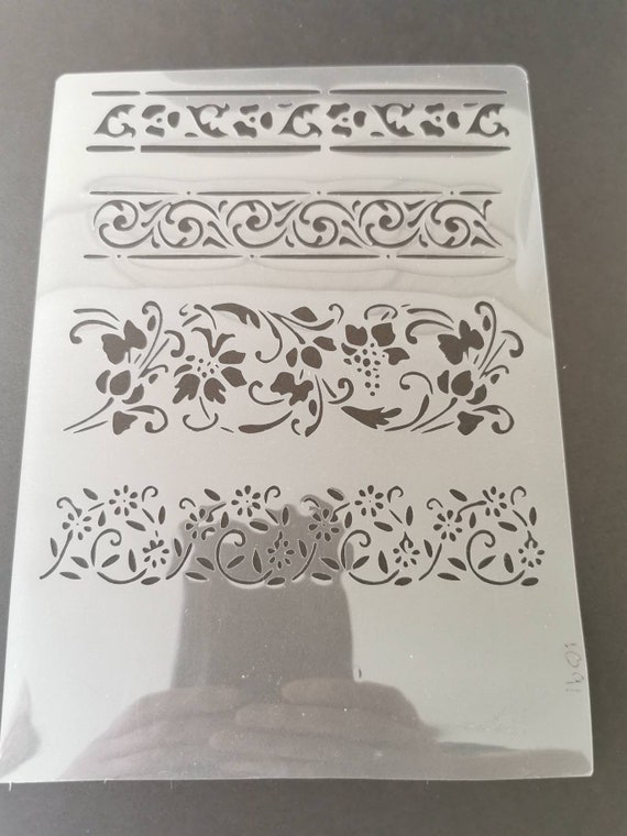 Floral Pattern Border Stencils - reusable stencil by Cutting Edge