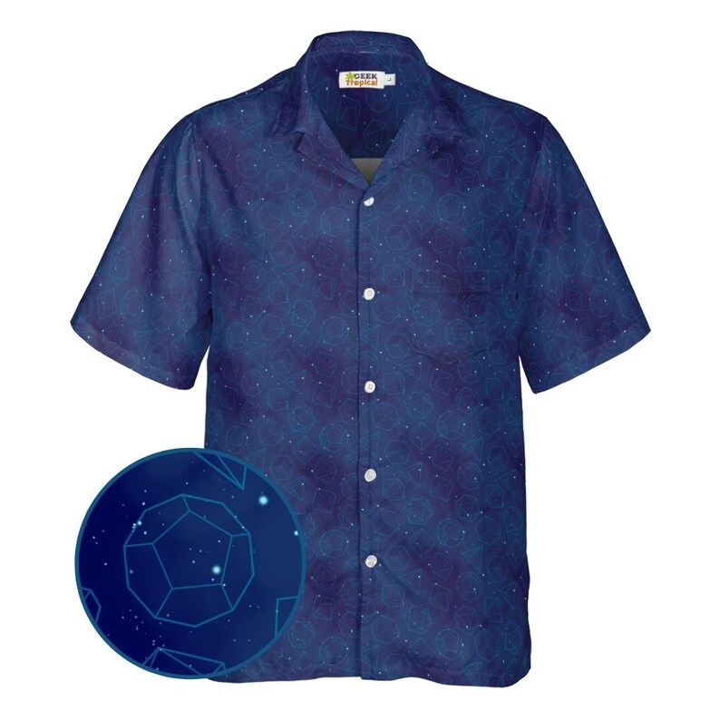 Space RPG Dice Pattern Blue Dnd Button up Shirt Etsy