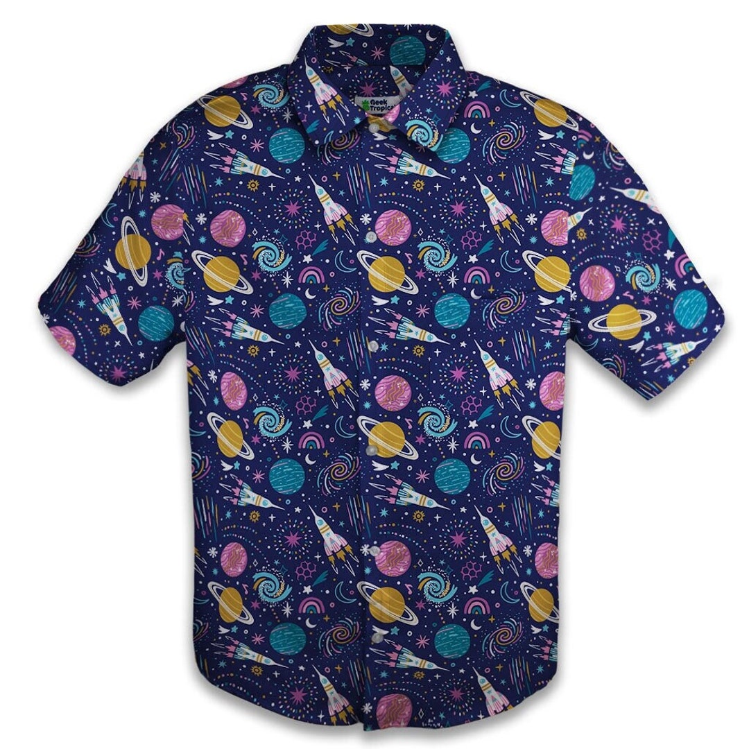 Cosmic Cute Outer Space Button up Shirt Astronaut Shirt - Etsy