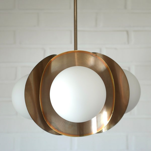Vintage Pendant Light / Copper Sputnik / Mid Century Modern / MCM Hanging Lamp / Space Age / Brutalist Ceiling Light