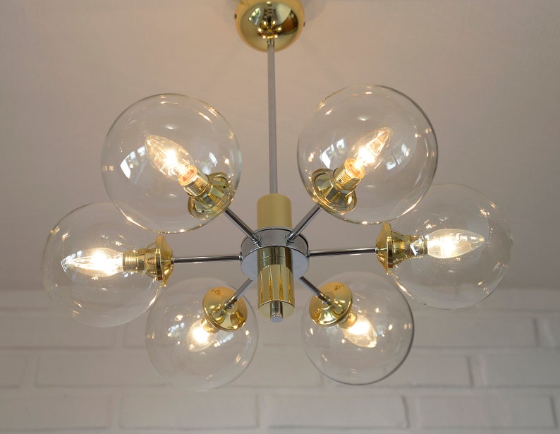 Vintage Redesign Pendant Light / Accent Lamp / Sputnik Chandelier / Mid Century Modern / Ceiling Light 画像 3