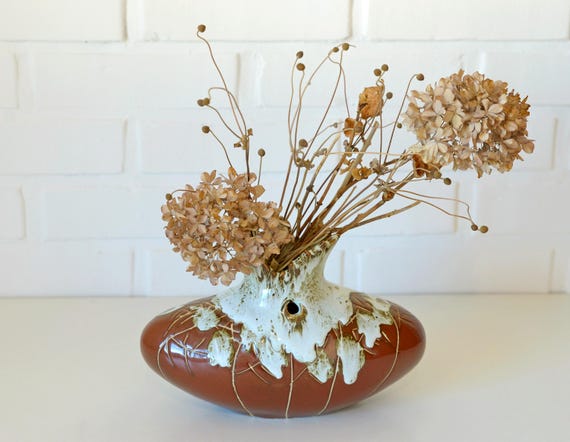 Vintage Fat Lava Ceramic Bud Vase: Brown Glaze Pottery - Etsy