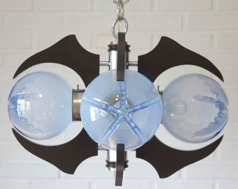 Mazzega Murano Glass Pendant Light: Brutalist Sputnik MCM Chandelier