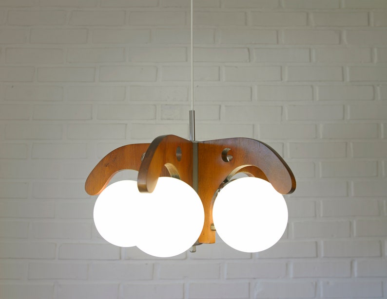 Vintage Brutalist Pendant Lamp / Rustic Chandelier / Mid Century