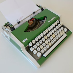 Vintage Green Working Typewriter / Mid Century Modern / Made in Yugoslavia 1980s / Olympia Portable Typewriter