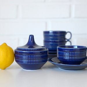 Vintage Dinnerware Set / Mid Century Modern Porcelain / CP Germany  1970's / Retro Coffee Set / Cobalt Blue Espresso Set