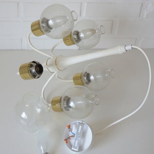 Vintage Pendant Light / White Eclectic Chandelier / Light Fixture / Hollywood Regency / Germany 1970's image 8