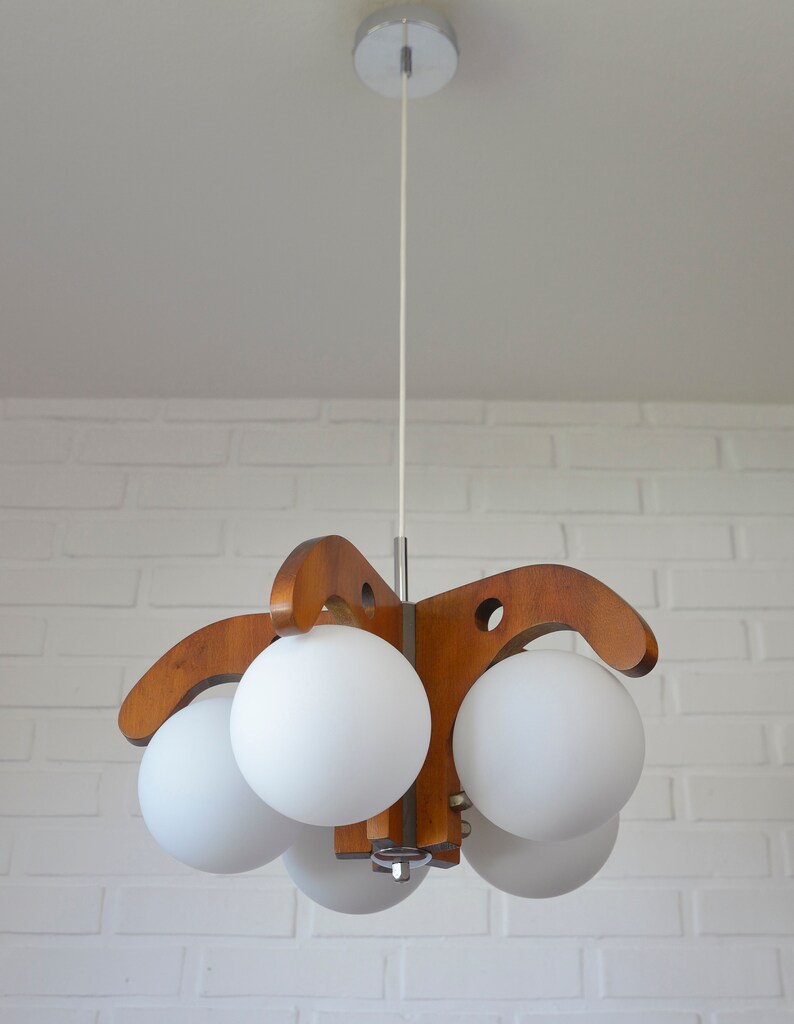 Vintage Brutalist Pendant Lamp / Rustic Chandelier / Mid Century