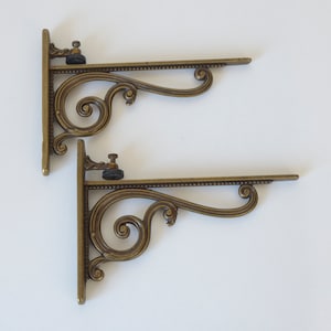 Vintage Brass Set / Wall Hooks / Shelf Brackets / Coat Rack / Bathroom Accessories / Rustic Hat Racks / Italy 1960's image 3