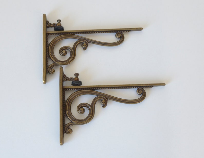 Vintage Brass Set / Wall Hooks / Shelf Brackets / Coat Rack / Bathroom Accessories / Rustic Hat Racks / Italy 1960's image 3