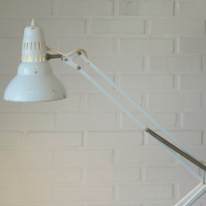 Vintage Architect Desk Lamp / Scandinavian Industrial Style / White Table Anglepoise Light / Made in Yugoslavia 1970's