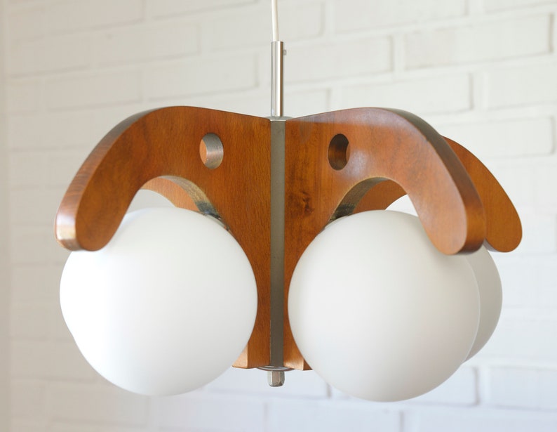 Vintage Brutalist Pendant Lamp / Rustic Chandelier / Mid Century